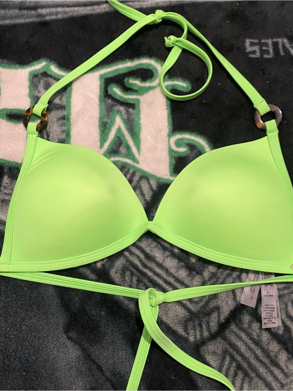 PINK Victoria's Secret Neon Lime Push-Up Bikini Top